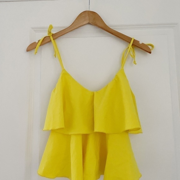 Lisa Marie Fernandez Imaan Ruffled Stretch Crepe Bikini Yellow - Picture 6 of 11